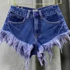 Jessica Bara Tanner Distressed Denim Mini Shorts