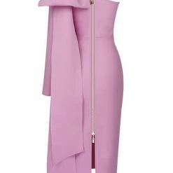 The Event Shop Jessica Bara Henrietta One Shoulder Bow Midi Dress