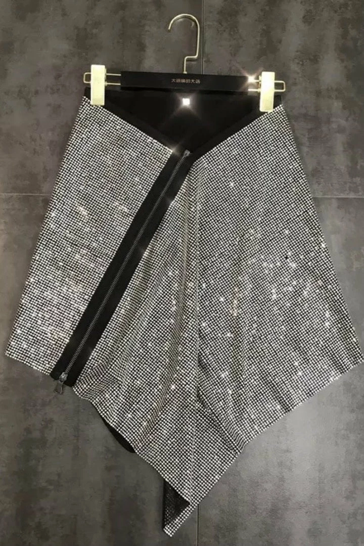 ReveBoutique Summer Lovin' Jessica Bara Manny Rhinestone Zipper High Waisted Skirt