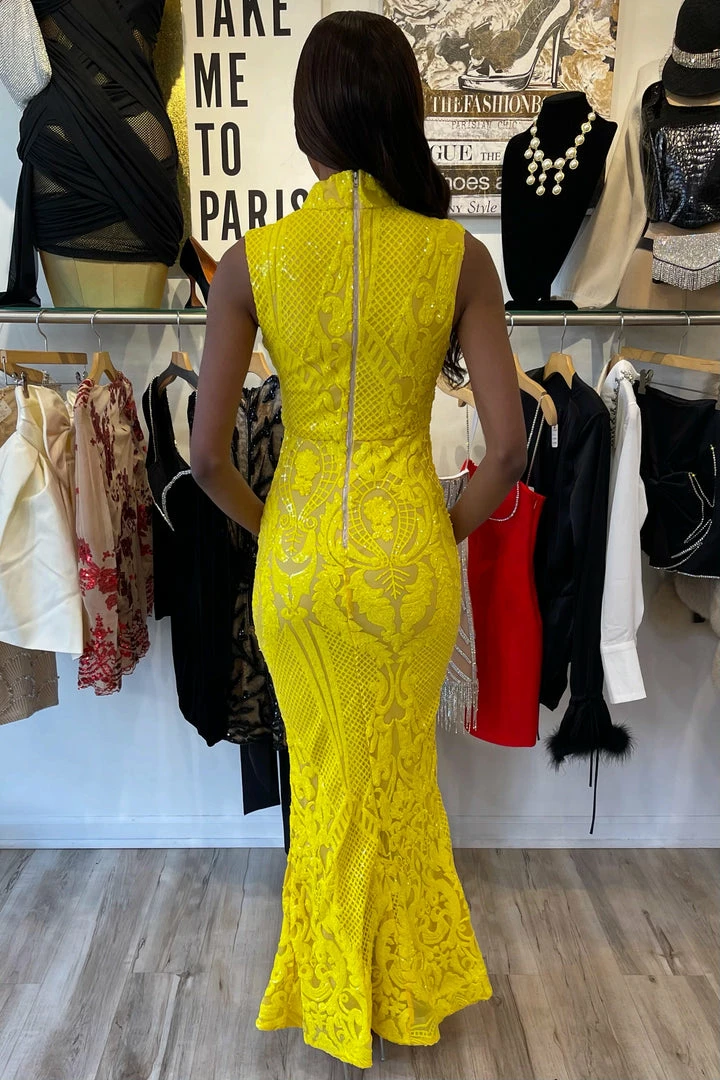 The Event Shop Jessica Bara Wyatt High Neck Sequin Bodycon Gown