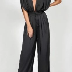 Jessica Bara Julianna Deep V Open Back Jumpsuit Birthday Suit