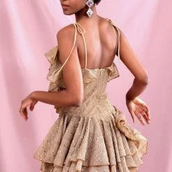 Jessica Bara Aralyn Sequin Ruffle Mini Dress