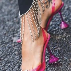 Jessica Bara Sandra Rhinestone Pointed Clear Heels