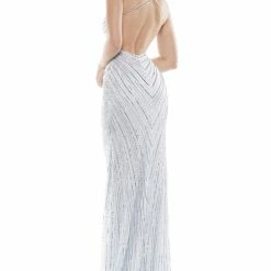 Colors Dress V Neck Beaded Backless Gown