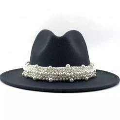 Jessica Bara Antonella Wool Felt And Pearl Short Brim Hat