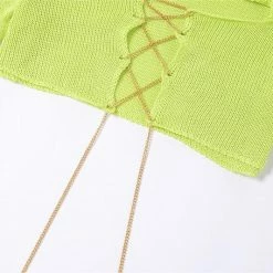 ReveBoutique Jessica Bara Rochelle Long Sleeve Chain Cut Out Crop Top