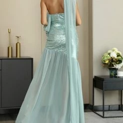 Jessica Bara Kaiya Sequin Chiffon Bodycon Gown