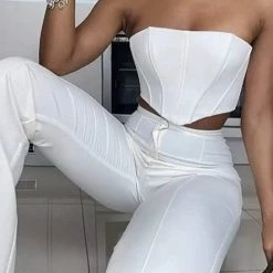 Jenna Jenovich Jessica Bara Myra Crop Top And Pant Two Piece Set