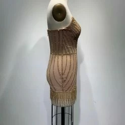 Jessica Bara Alpha Strapless Crystal Mesh Mini Dress