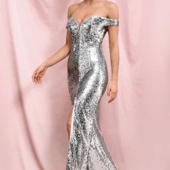 The Event Shop Jessica Bara Stevie Off The Shoulder Sequin Gown