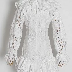 Jessica Bara Adelaide Long Sleeve Embroidered Ruffle Mini Dress Summer Lovin'