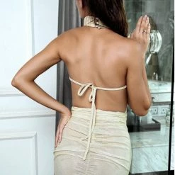 Jessica Bara Rivalee Turtleneck Open Back Mini Dress Summer Lovin'