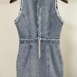 Jessica Bara Jules High Neck Denim Mini Dress