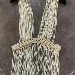 Jessica Bara Giselle Pearl Tassel Fringe Vest