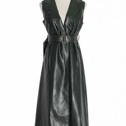 Jessica Bara Gael PU Belted Maxi Dress