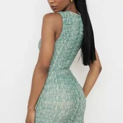 Jessica Bara Henley Sleeveless Ruched Mini Dress