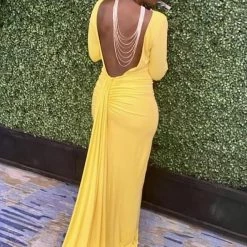 The Event Shop Jessica Bara Meghan Rhinestone 8 Line Back Drop Necklace