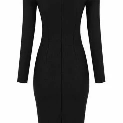 Jessica Bara Audree Long Sleeve Bandage Mini Dress Dresses