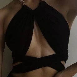 Jessica Bara Cheyenne Chain Strappy Halter Top