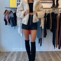 Reve Doll Essentials Jessica Bara Lexie Fringe Faux Fur Jacket