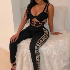 Jessica Bara Ryder Buckle Top And Pant Two Piece Set Tops