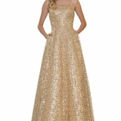 The Event Shop Colors Dress Sequin A Line Lace Up Back Gown
