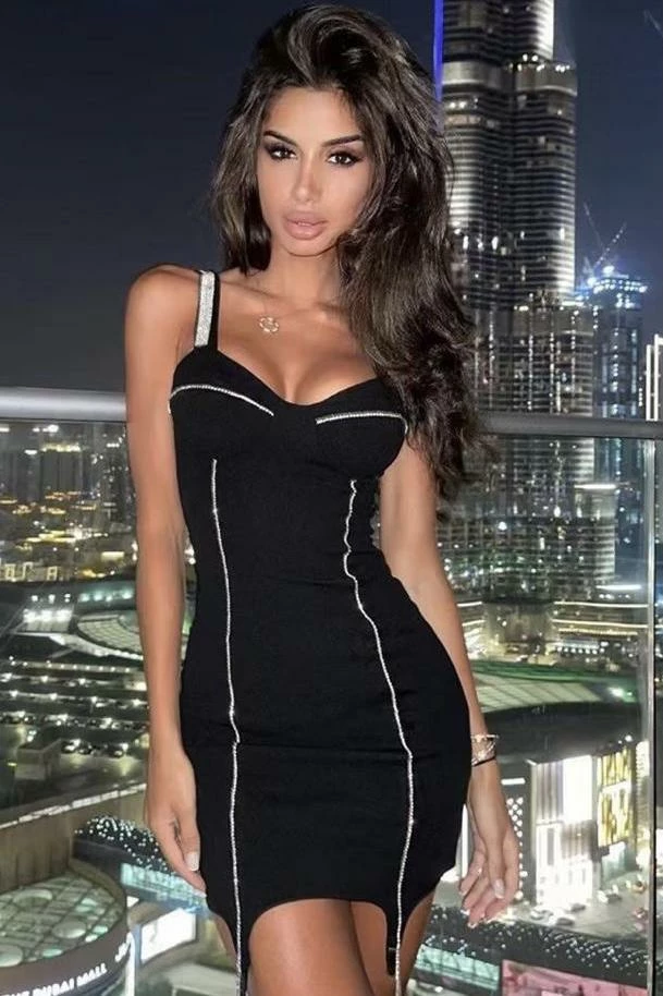 Jessica Bara Brock Bandage Crystal Mini Dress