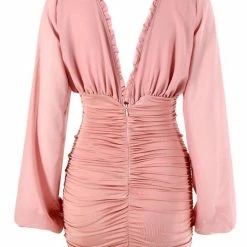 Summer Lovin' Jessica Bara Gina Long Sleeve Ruched Mini Dress