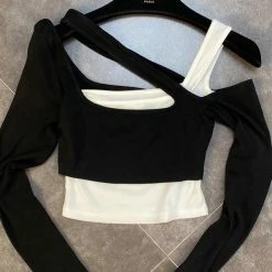 Reve Doll Essentials Jessica Bara Adriel Cut Out Long Sleeve Crop Top