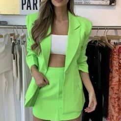 Kelsey Adams Jessica Bara Lana Oversized Fluorescent Blazer
