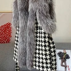 Reve Doll Essentials Jessica Bara Aurora Fur Belted Wool Houndstooth Vest