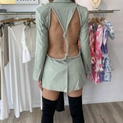 Jessica Bara Hensely Crystal Open Back Blazer Birthday Suit
