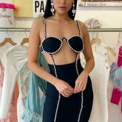 Jessica Bara Estefania Crystal Cut Out Mini Dress Birthday Suit