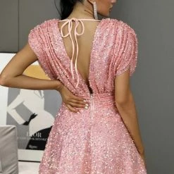 Jessica Bara Briella Sequin A-Line Mini Dress Birthday Suit