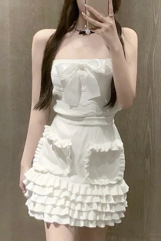 Summer Lovin' Jessica Bara Tabby Strapless Top And Ruffle Skirt Two Piece Set