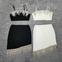 Jessica Bara Whitney Diamond Fringe Two Piece Set