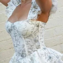 Jessica Bara Elda Ruffle Lace Up Back Corset Top Summer Lovin'