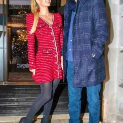 Jessica Bara Kassandra Long Sleeve Knit Bow Mini Dress