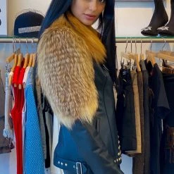 Reve Doll Essentials Luigi Long Sleeve Fur Studded Leather Jacket