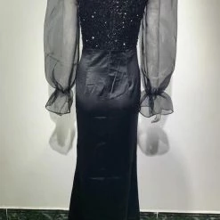 Jessica Bara Claudette Crystal Sequin Puff Shoulder Gown The Event Shop