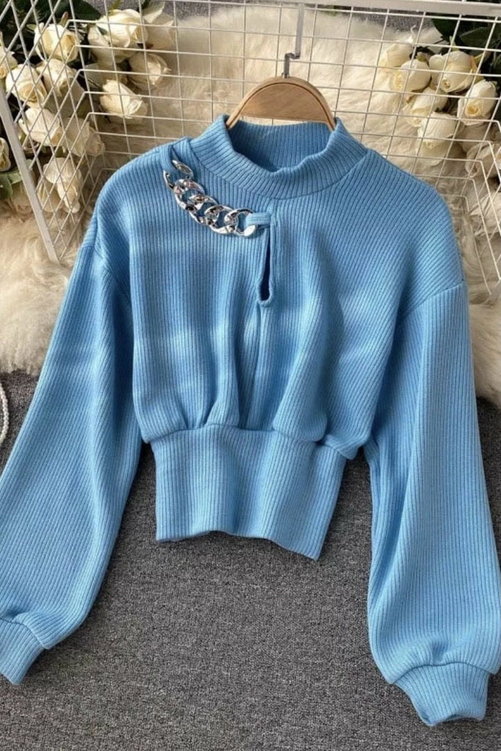 Reve Doll Essentials Jessica Bara Solara Long Sleeve Chain Knit Sweater