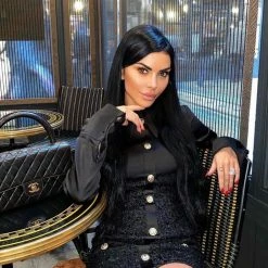 Influencer Style Jessica Bara Leighton Collar Tweed And Satin Mini Dress