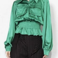 Reve Doll Essentials Jessica Bara Kris Long Sleeve Silk Blouse