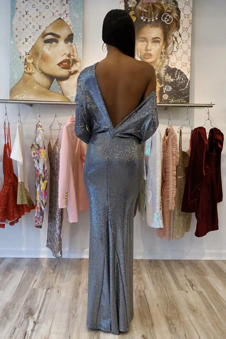Influencer Style Jessica Bara Amanie Long Sleeve 3 Way Glitter Gown