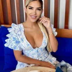 Influencer Style Jessica Bara Cooper Short Sleeve Ruffle Mini Dress