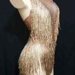 Jessica Bara Reverie Halter Fringe Mini Dress Birthday Suit