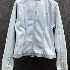 Jessica Bara Blaise Gold Button Denim Jacket