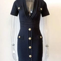 Jessica Bara Coco Short Sleeve Button Mini Dress