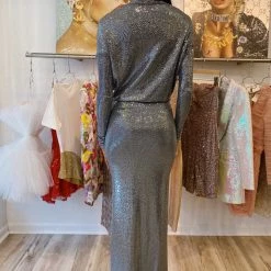 Influencer Style Jessica Bara Amanie Long Sleeve 3 Way Glitter Gown