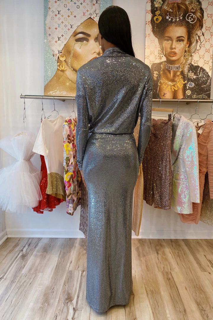 Influencer Style Jessica Bara Amanie Long Sleeve 3 Way Glitter Gown